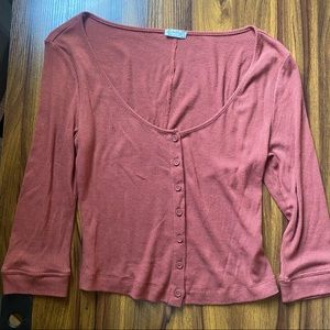 Free People 3/4 Sleeve Crop Top